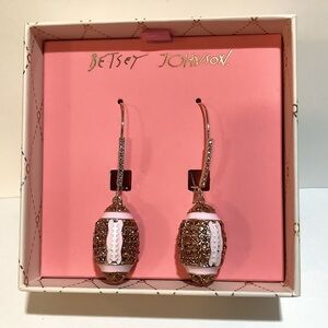 Betsey Johnson Football Rhinestone Earrings New In Box
